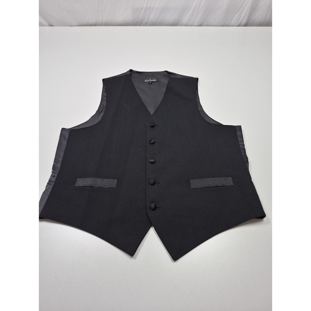 Fumagalli's Suit Dress Vest Mens M Black 100% Wool Formal 5 Button USA